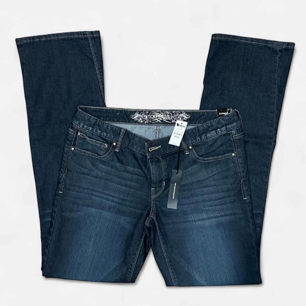Express NWT Zelda Barely Boot Jeans Size 10R Ultra Low Rise Dark Wash 2013 Y2K